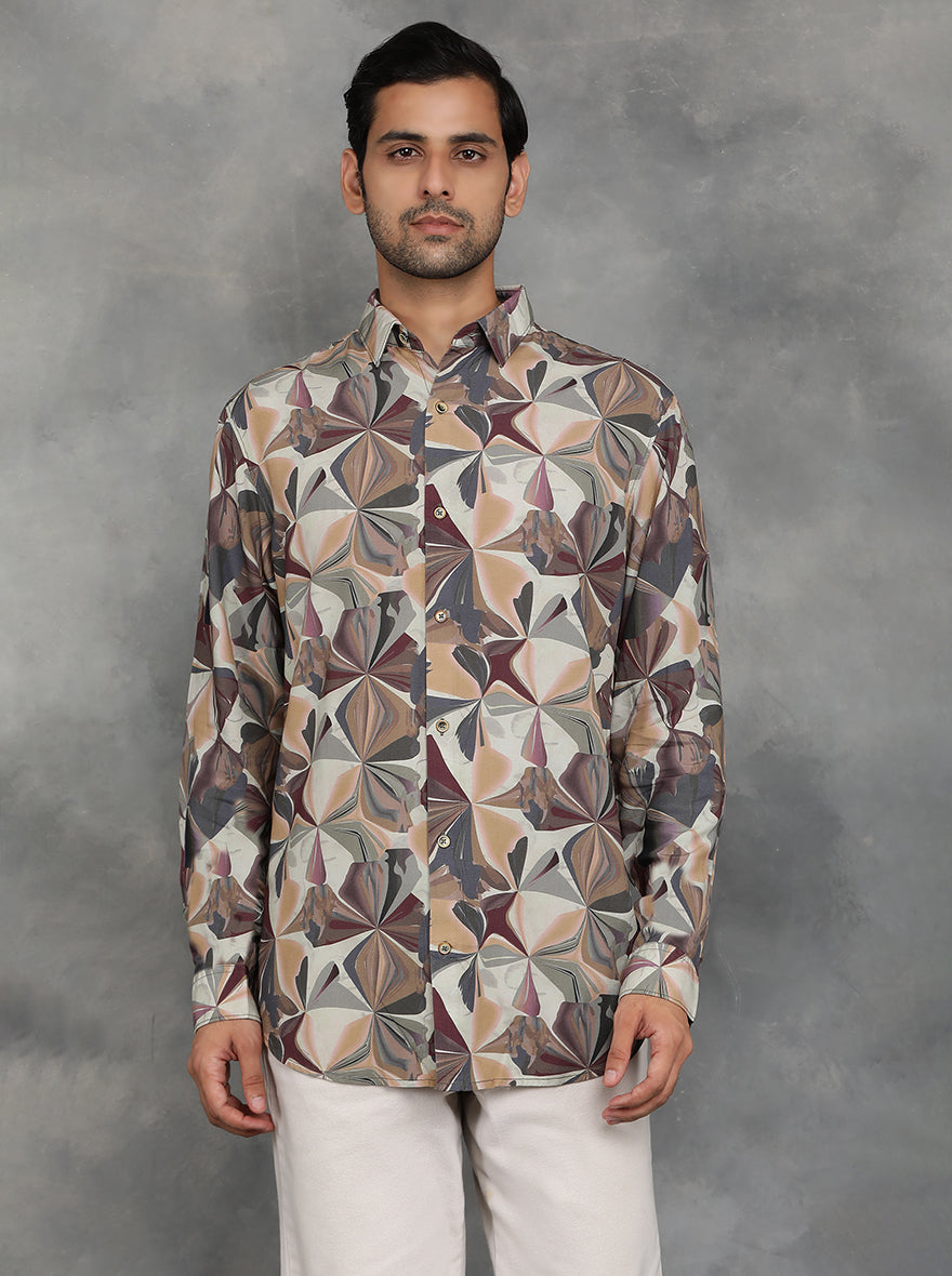 Multicolor Printed Slim Fit Casual Shirt | pehervi