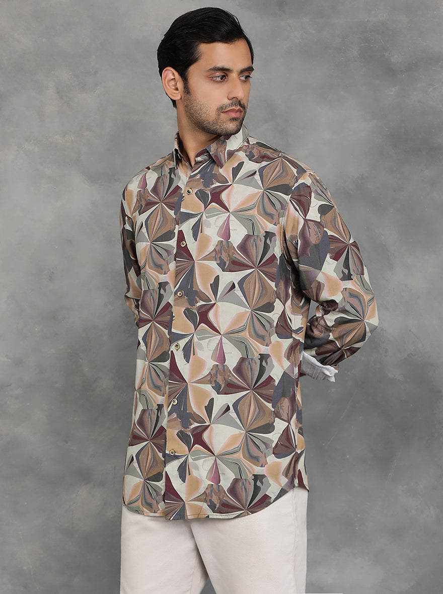 Multicolor Printed Slim Fit Casual Shirt | pehervi