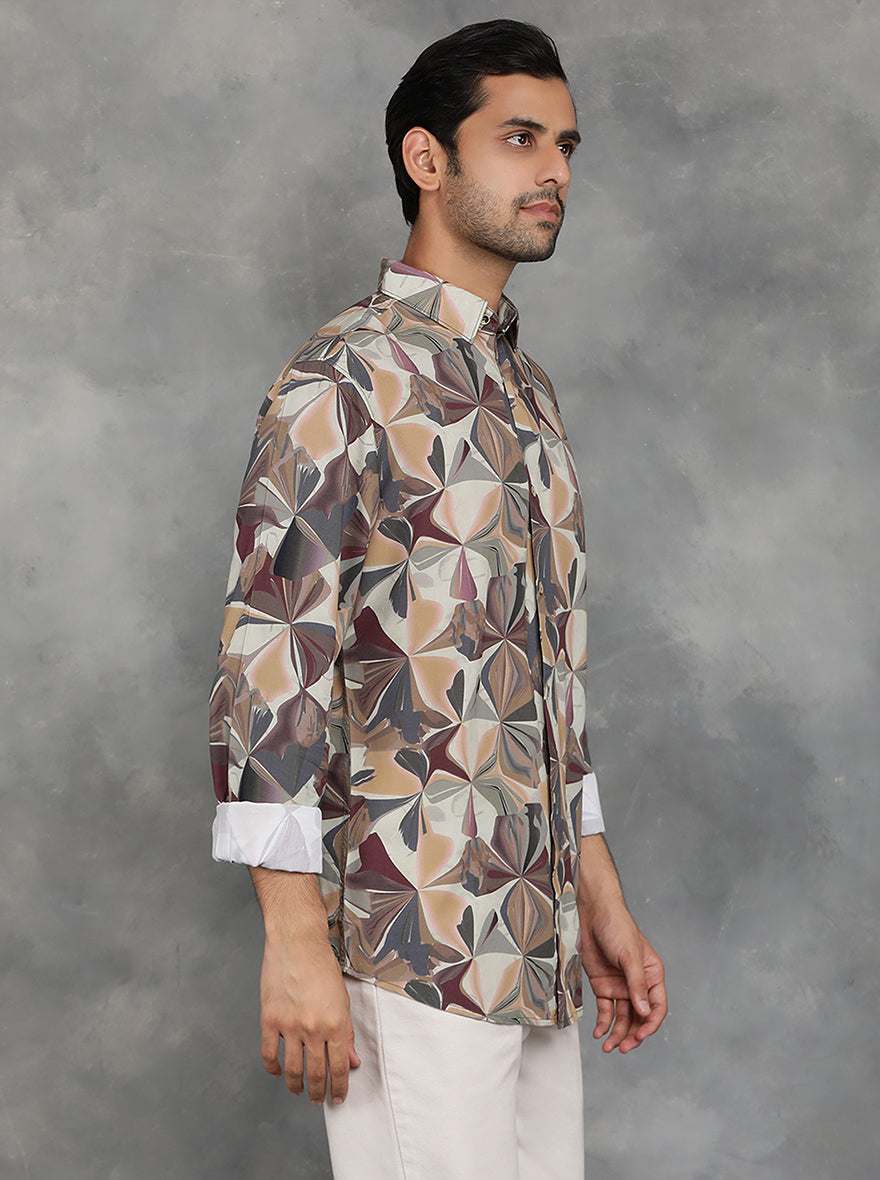 Multicolor Printed Slim Fit Casual Shirt | pehervi