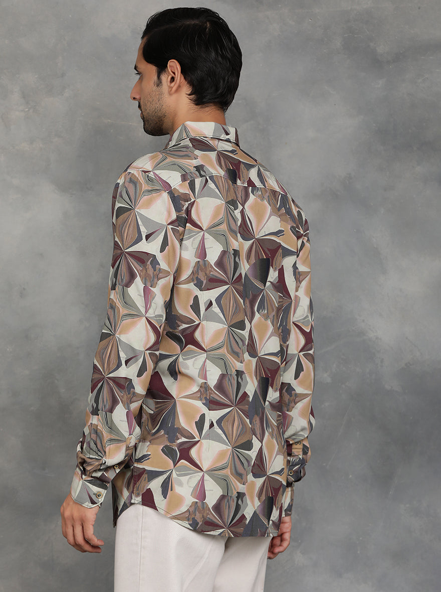 Multicolor Printed Slim Fit Casual Shirt | pehervi