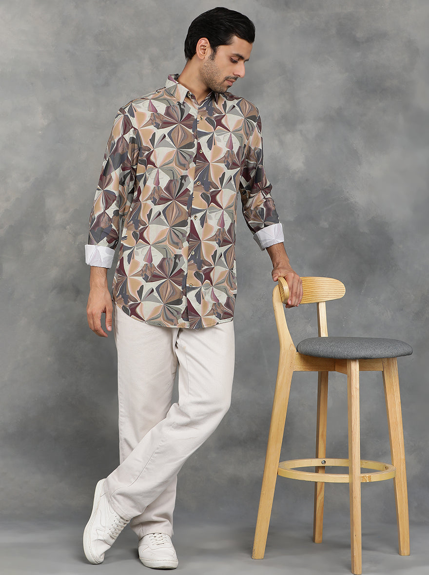 Multicolor Printed Slim Fit Casual Shirt | pehervi