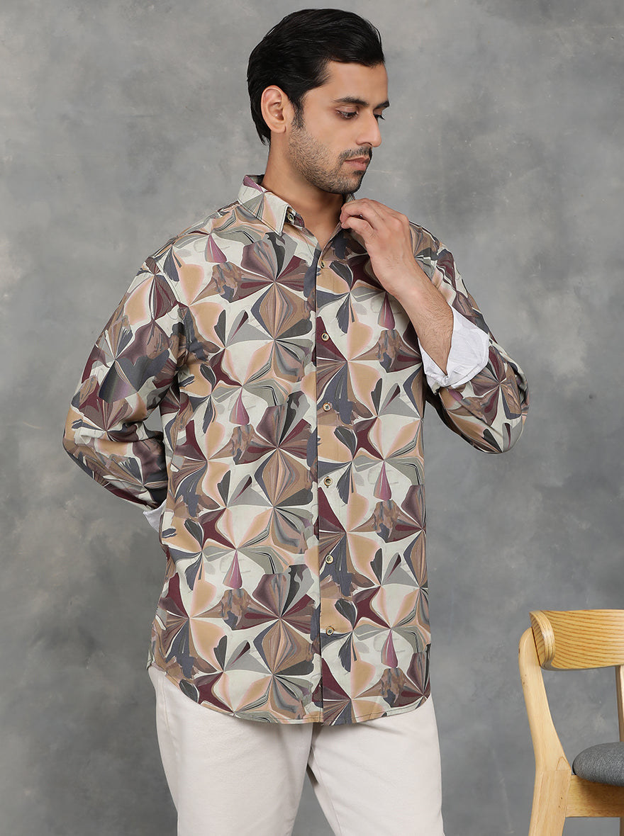 Multicolor Printed Slim Fit Casual Shirt | pehervi