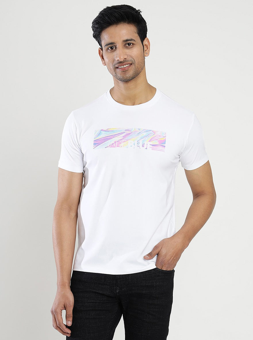 White Printed Slim Fit T-Shirt | pehervi