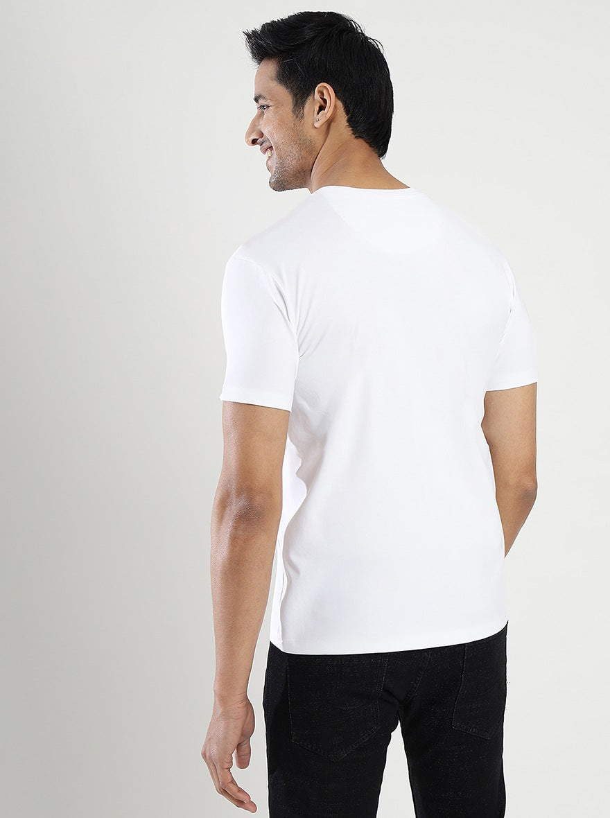 White Printed Slim Fit T-Shirt | pehervi