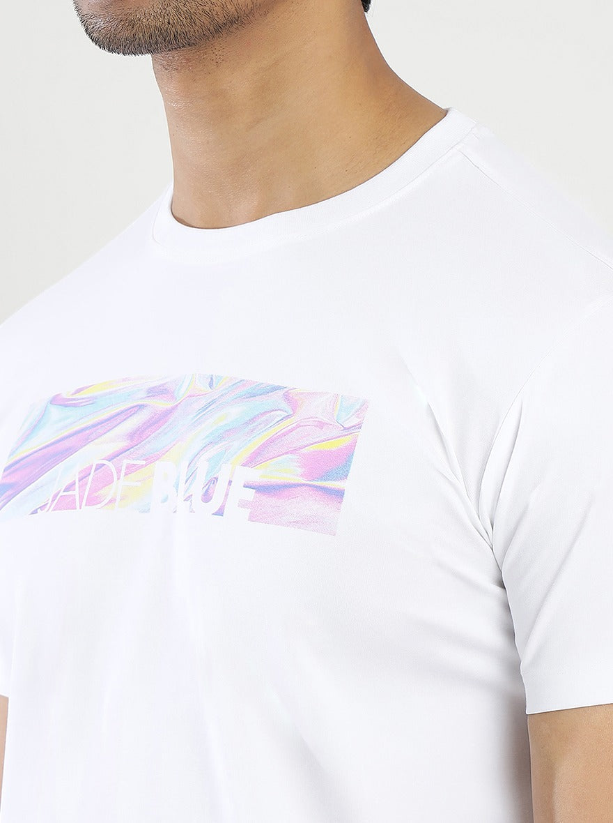 White Printed Slim Fit T-Shirt | pehervi