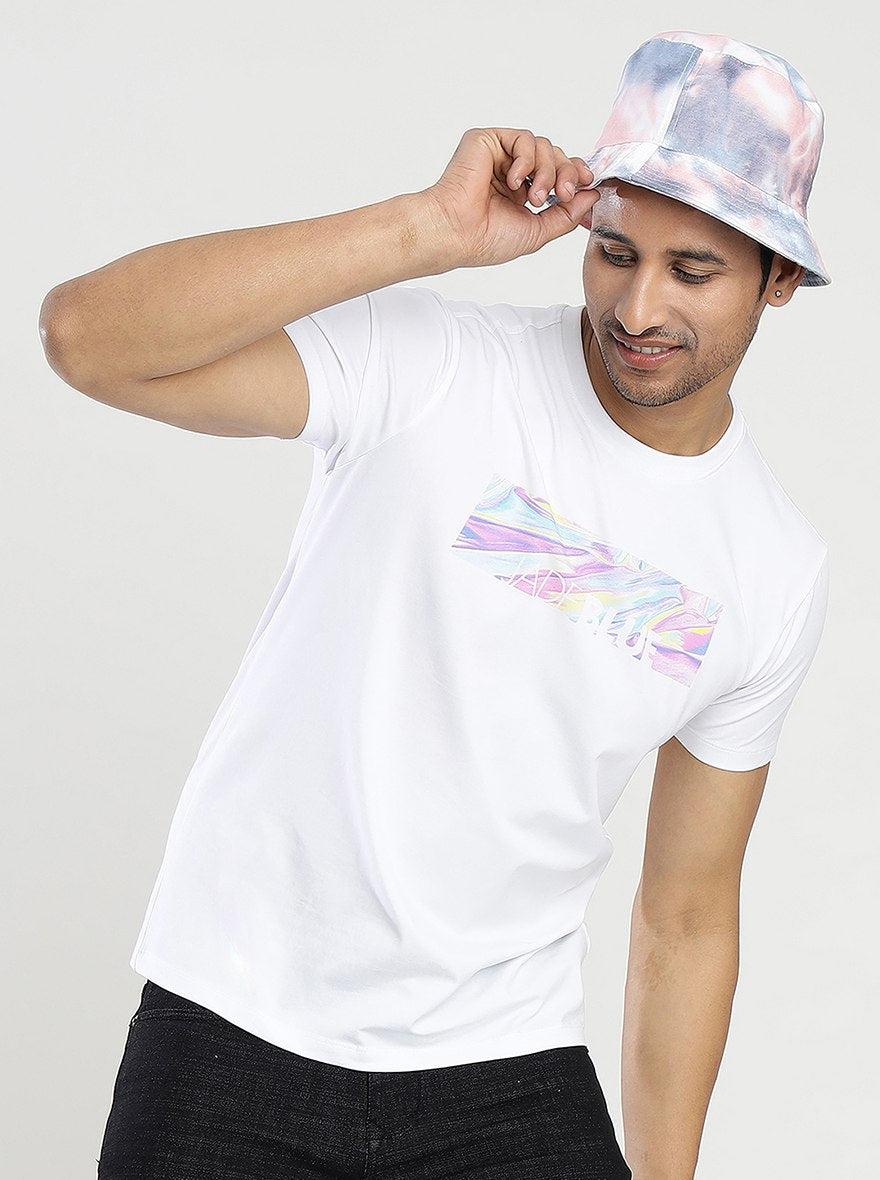 White Printed Slim Fit T-Shirt | pehervi