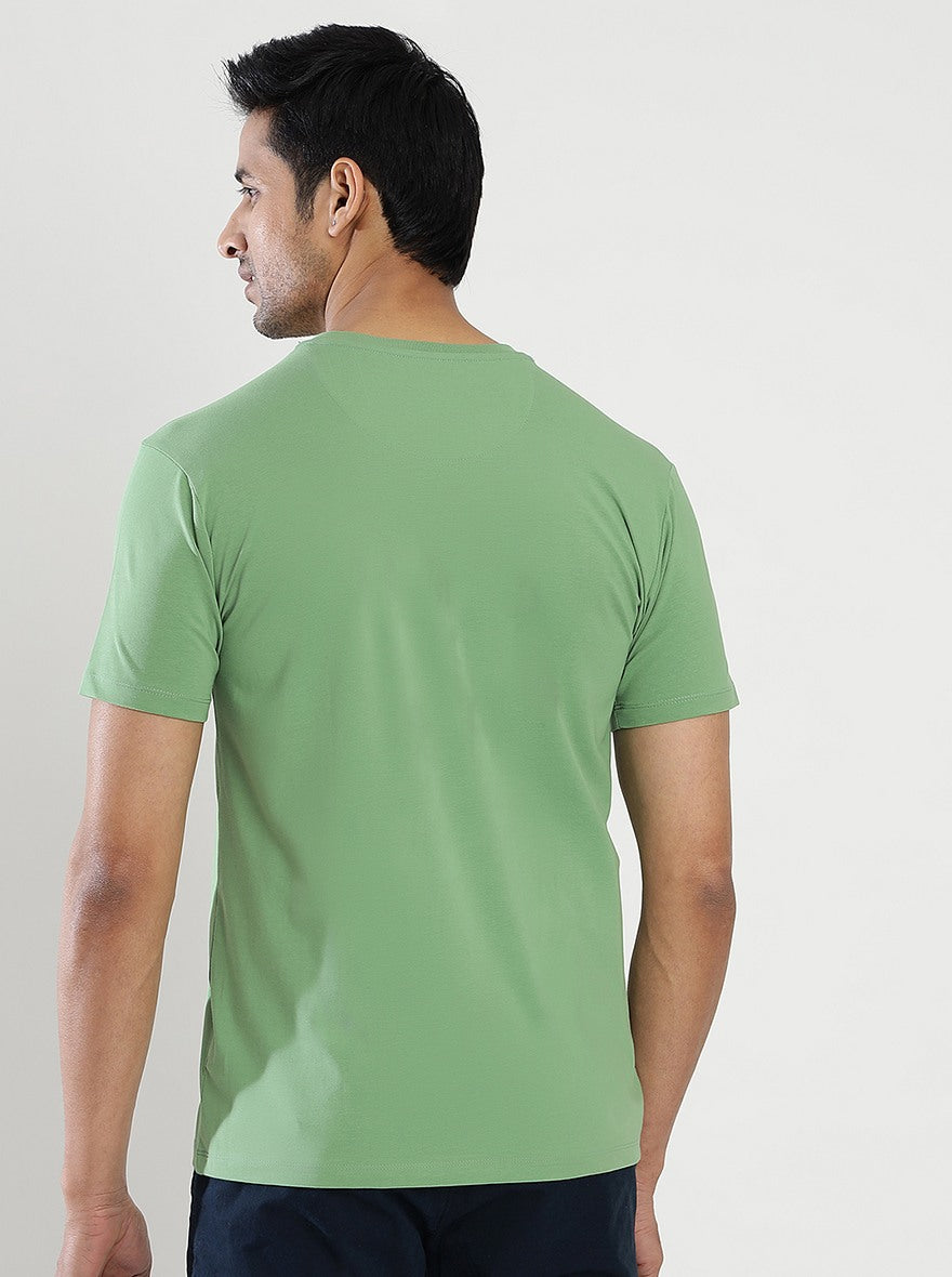 Green Printed Slim Fit T-Shirt | pehervi