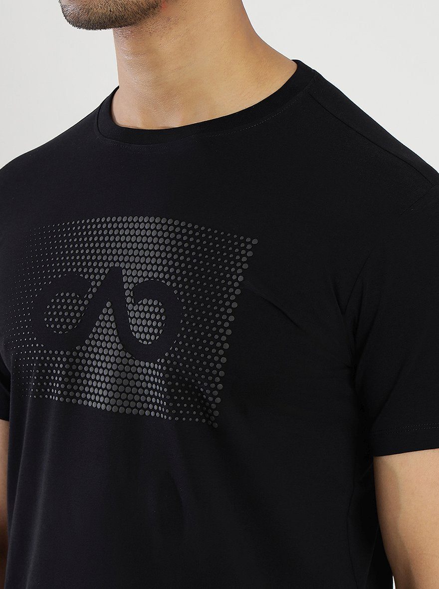 Black Printed Slim Fit T-Shirt | pehervi