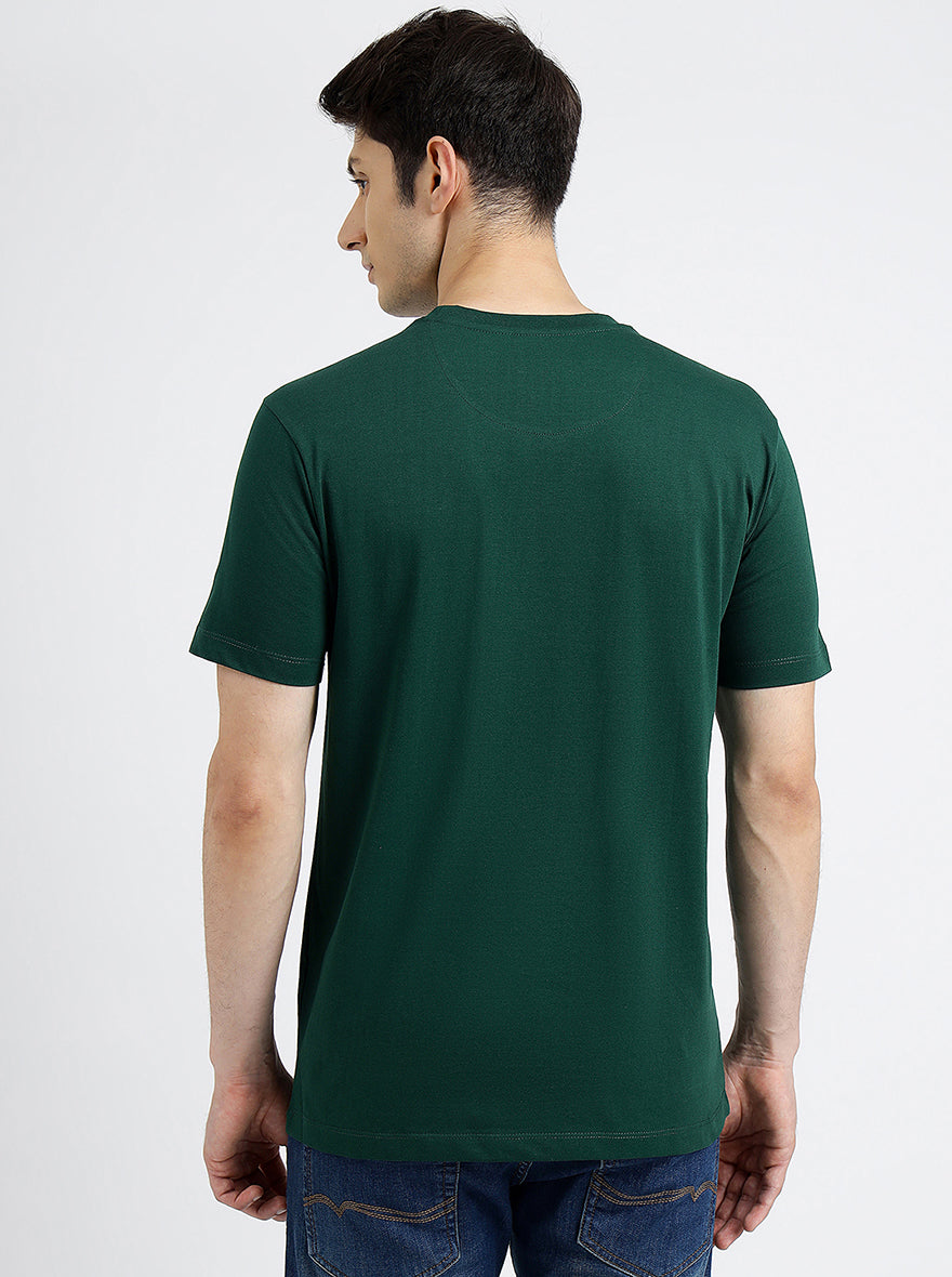 Green Solid Slim Fit T-Shirt | pehervi