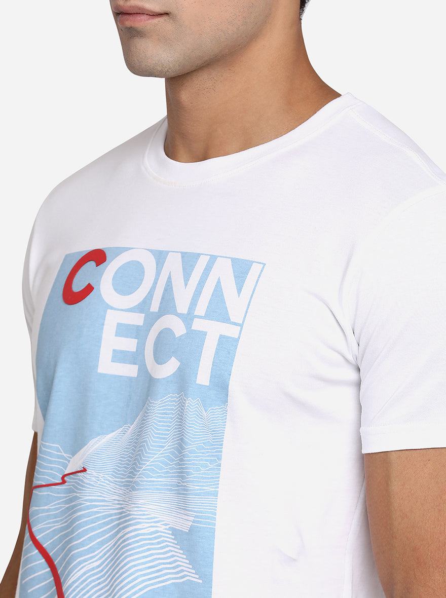 White Printed Slim Fit T-Shirt | pehervi