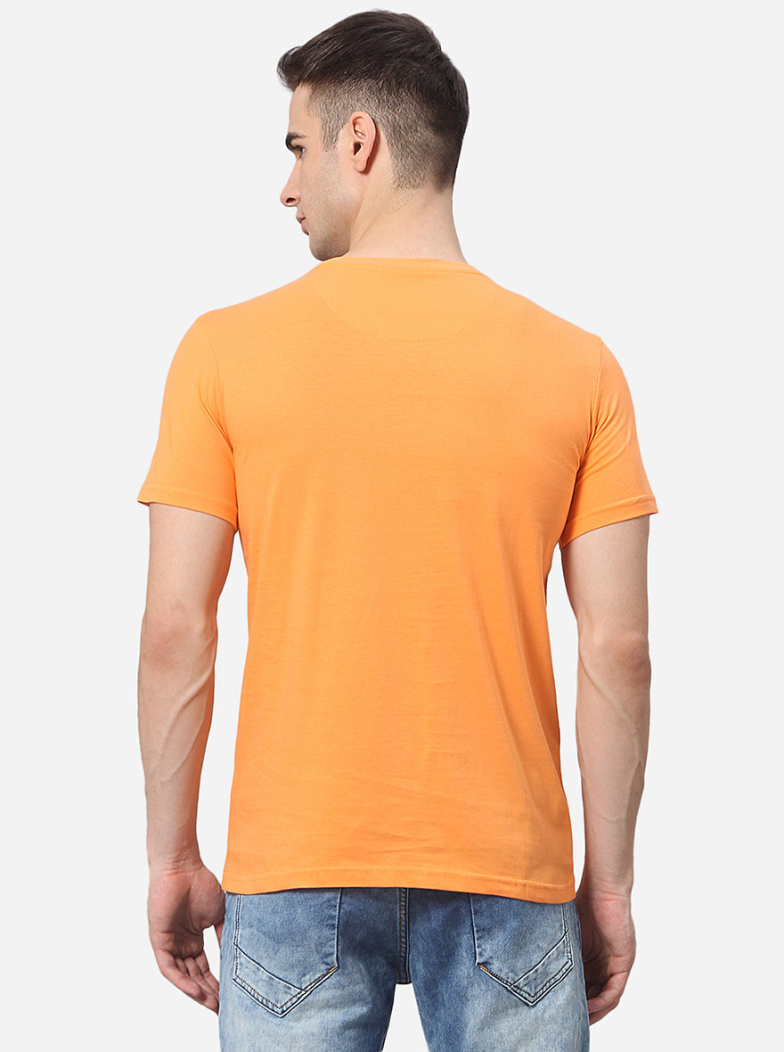 Orange Solid Slim Fit T-Shirt | pehervi