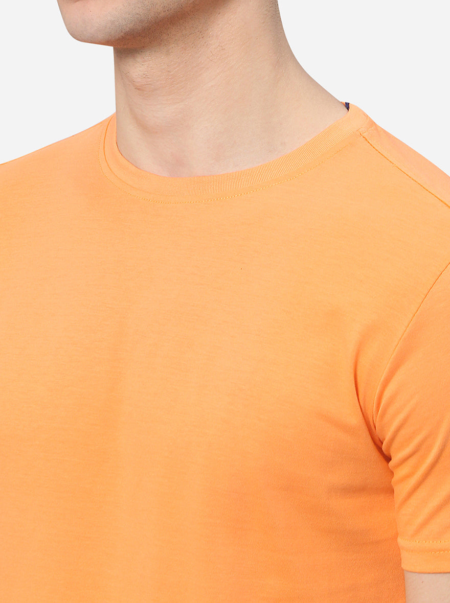 Orange Solid Slim Fit T-Shirt | pehervi