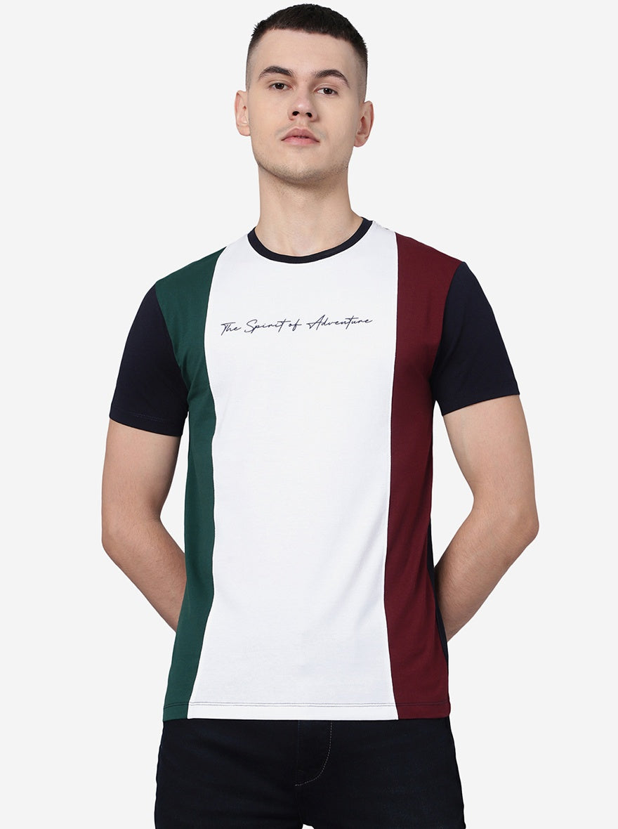 Multicolour Solid Slim Fit T-Shirt | pehervi