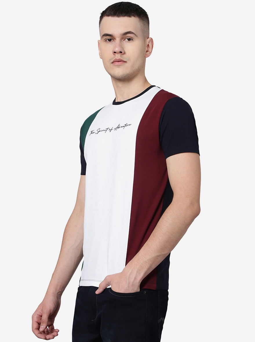 Multicolour Solid Slim Fit T-Shirt | pehervi