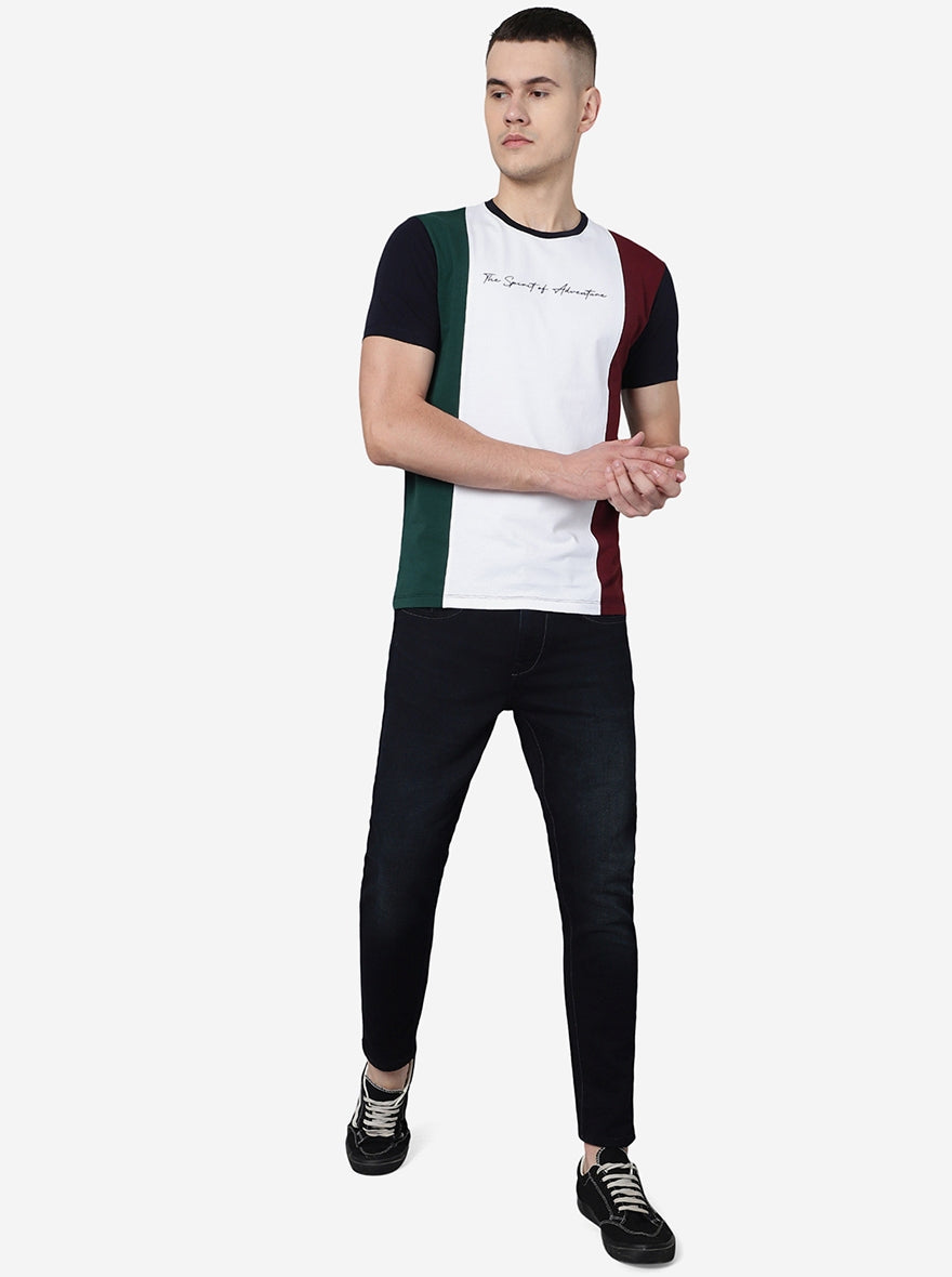 Multicolour Solid Slim Fit T-Shirt | pehervi