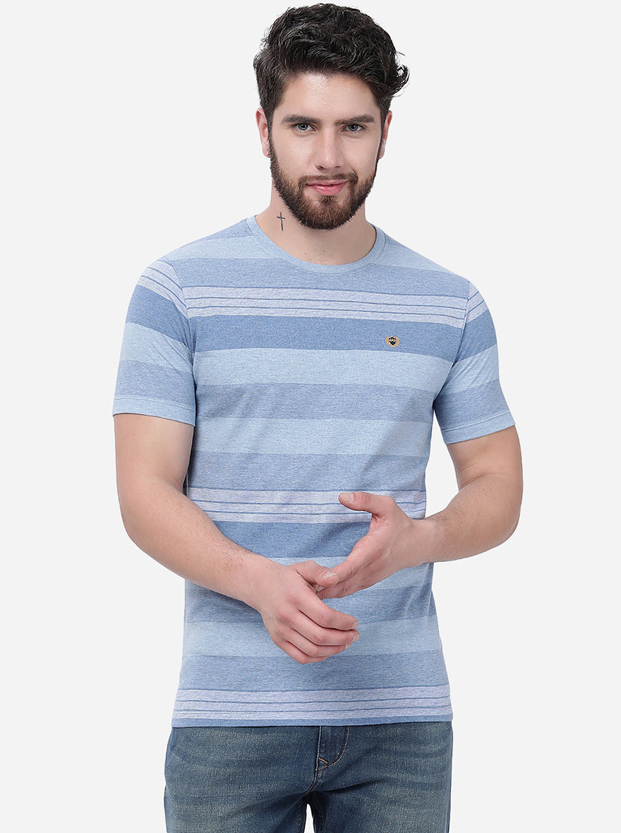 Blue Striped Slim Fit T-Shirt | pehervi