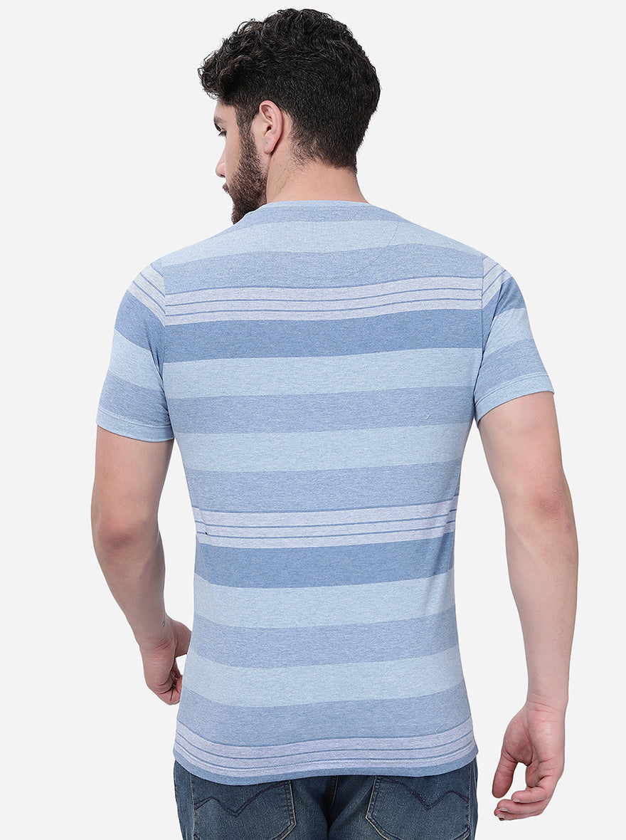 Blue Striped Slim Fit T-Shirt | pehervi