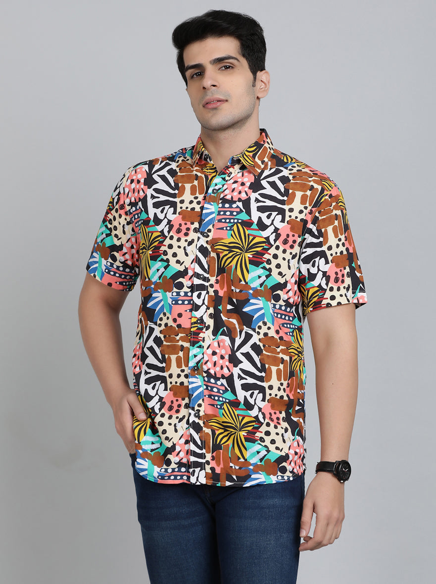 Multicolor Printed Slim Fit Casual Shirt | pehervi