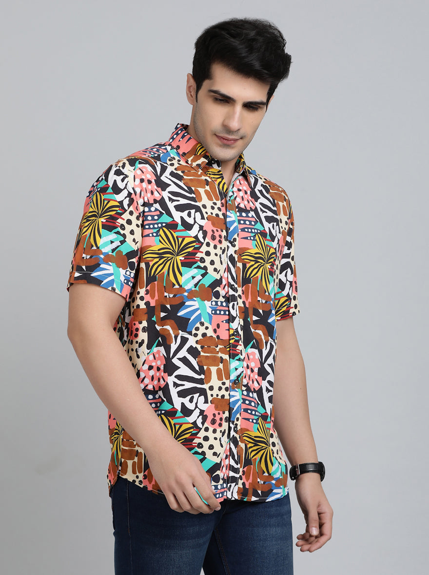 Multicolor Printed Slim Fit Casual Shirt | pehervi