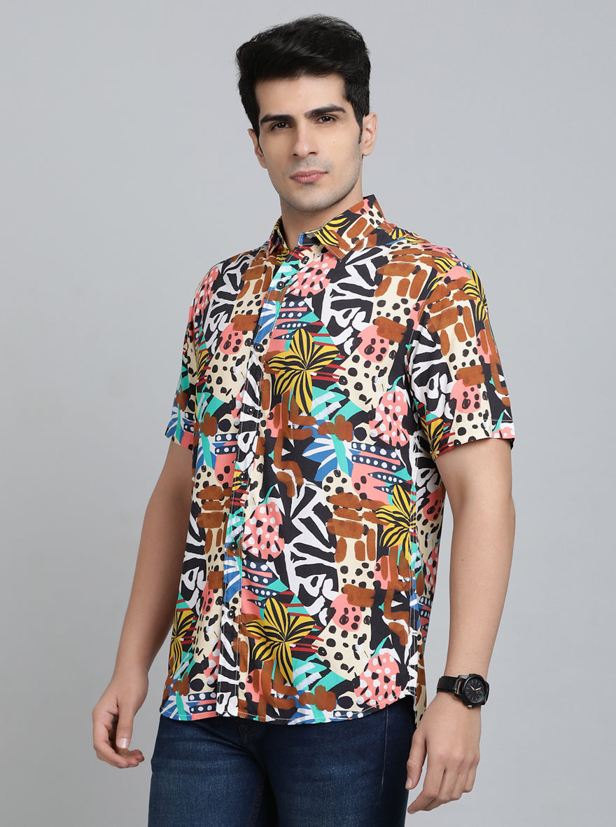 Multicolor Printed Slim Fit Casual Shirt | pehervi