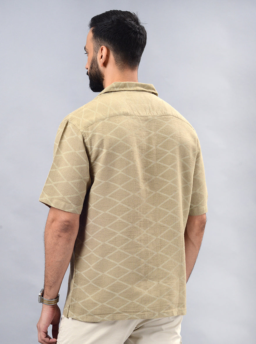 Khaki Solid Slim Fit Casual Shirt | pehervi