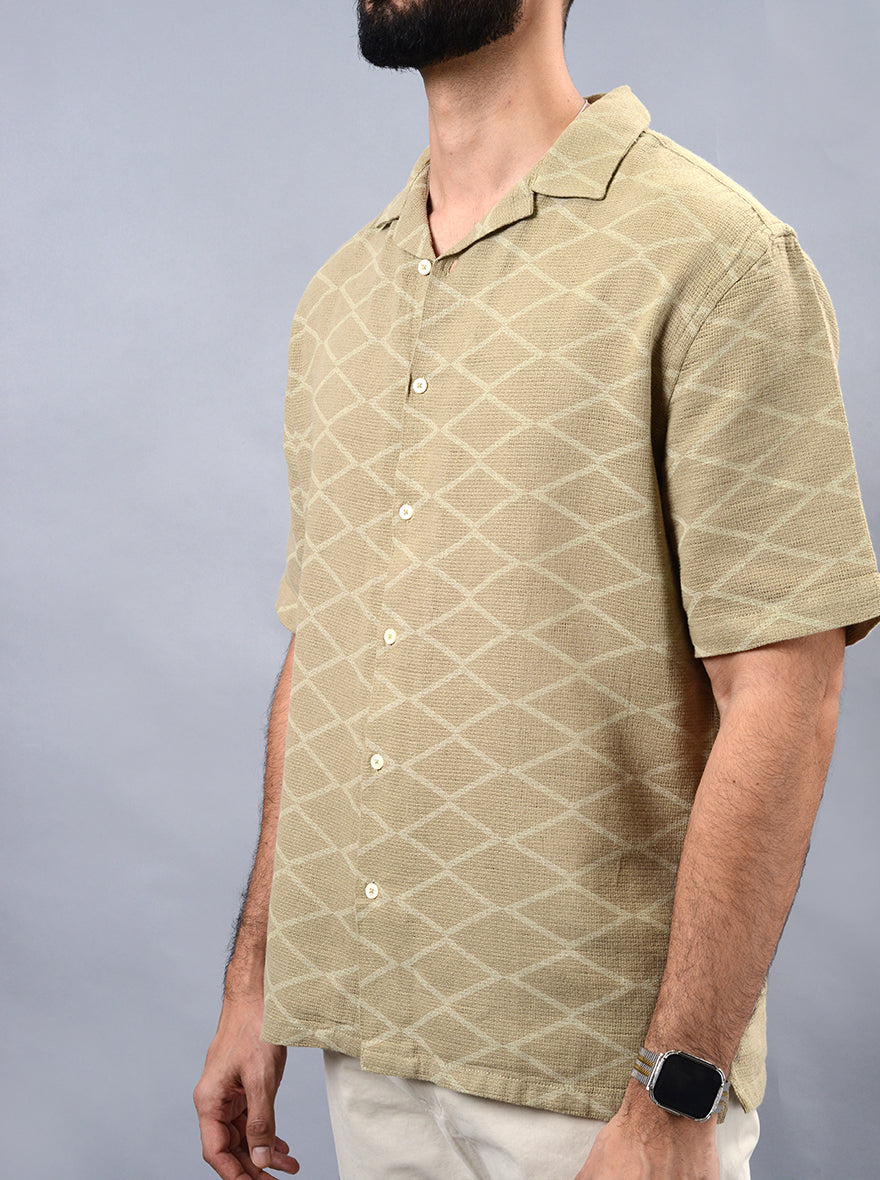 Khaki Solid Slim Fit Casual Shirt | pehervi
