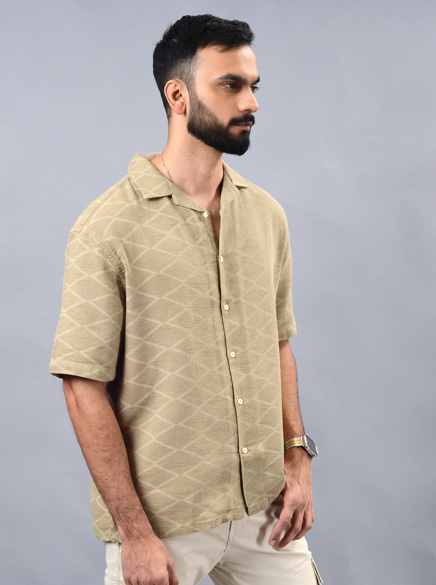 Khaki Solid Slim Fit Casual Shirt | pehervi