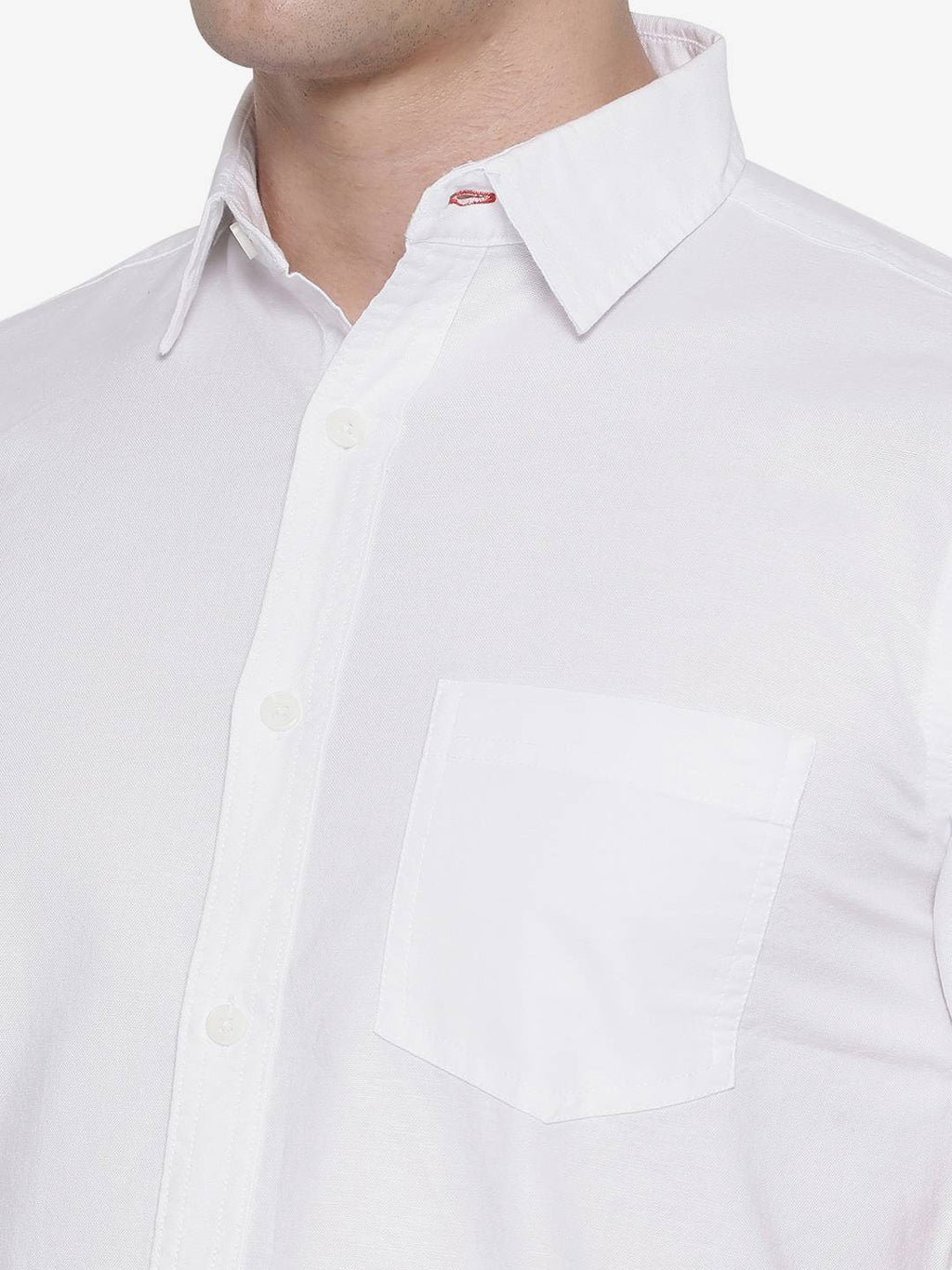 White Solid Slim Fit Semi Casual Shirt | Pehervi