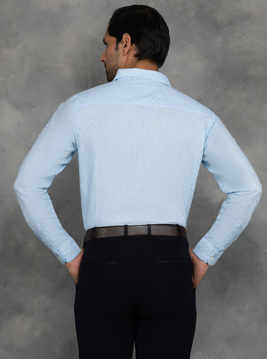 Light Blue Solid Slim Fit Casual Shirt | pehervi