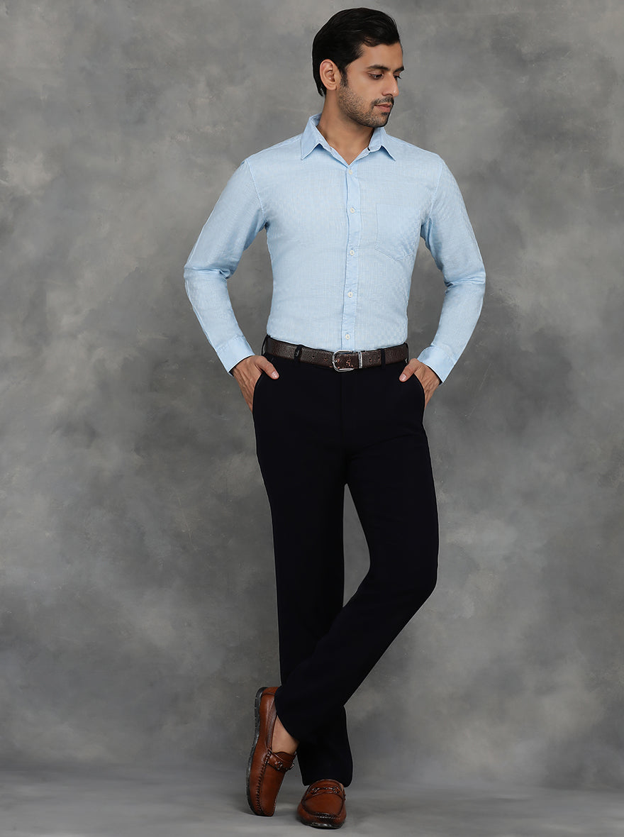 Light Blue Solid Slim Fit Casual Shirt | pehervi