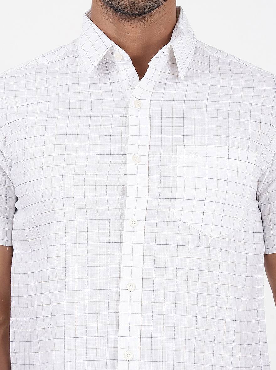 White Checked Slim Fit Casual Shirt | pehervi