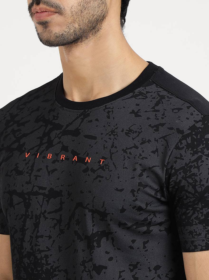 Black Printed Slim Fit T-Shirt | pehervi