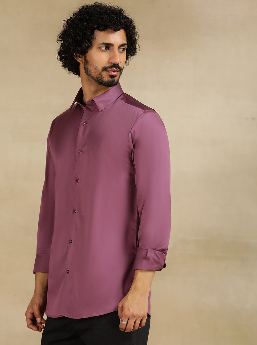 Purple Solid Slim Fit Casual Shirt | pehervi