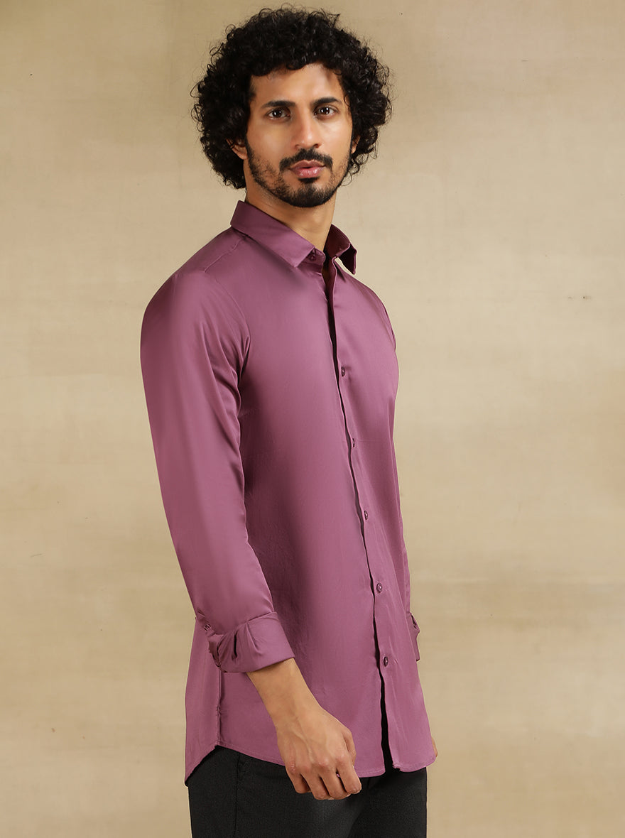 Purple Solid Slim Fit Casual Shirt | pehervi