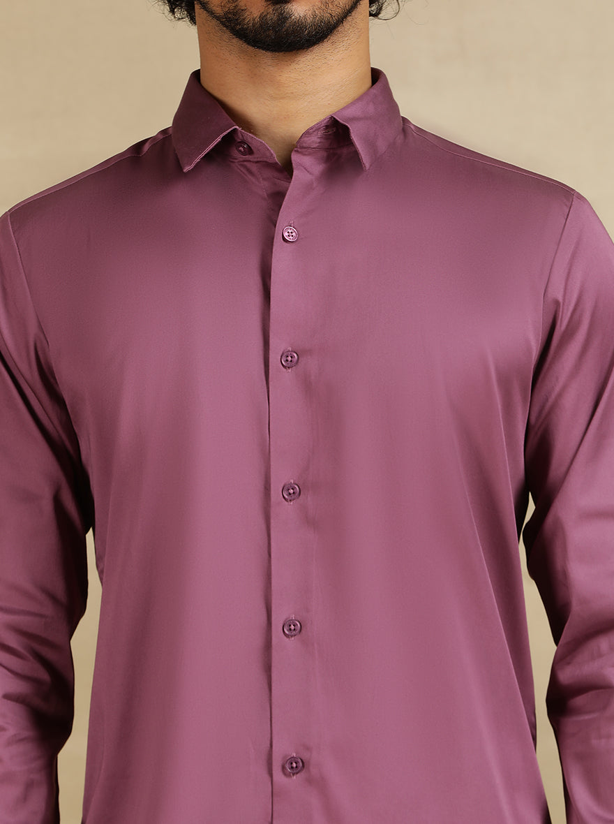 Purple Solid Slim Fit Casual Shirt | pehervi