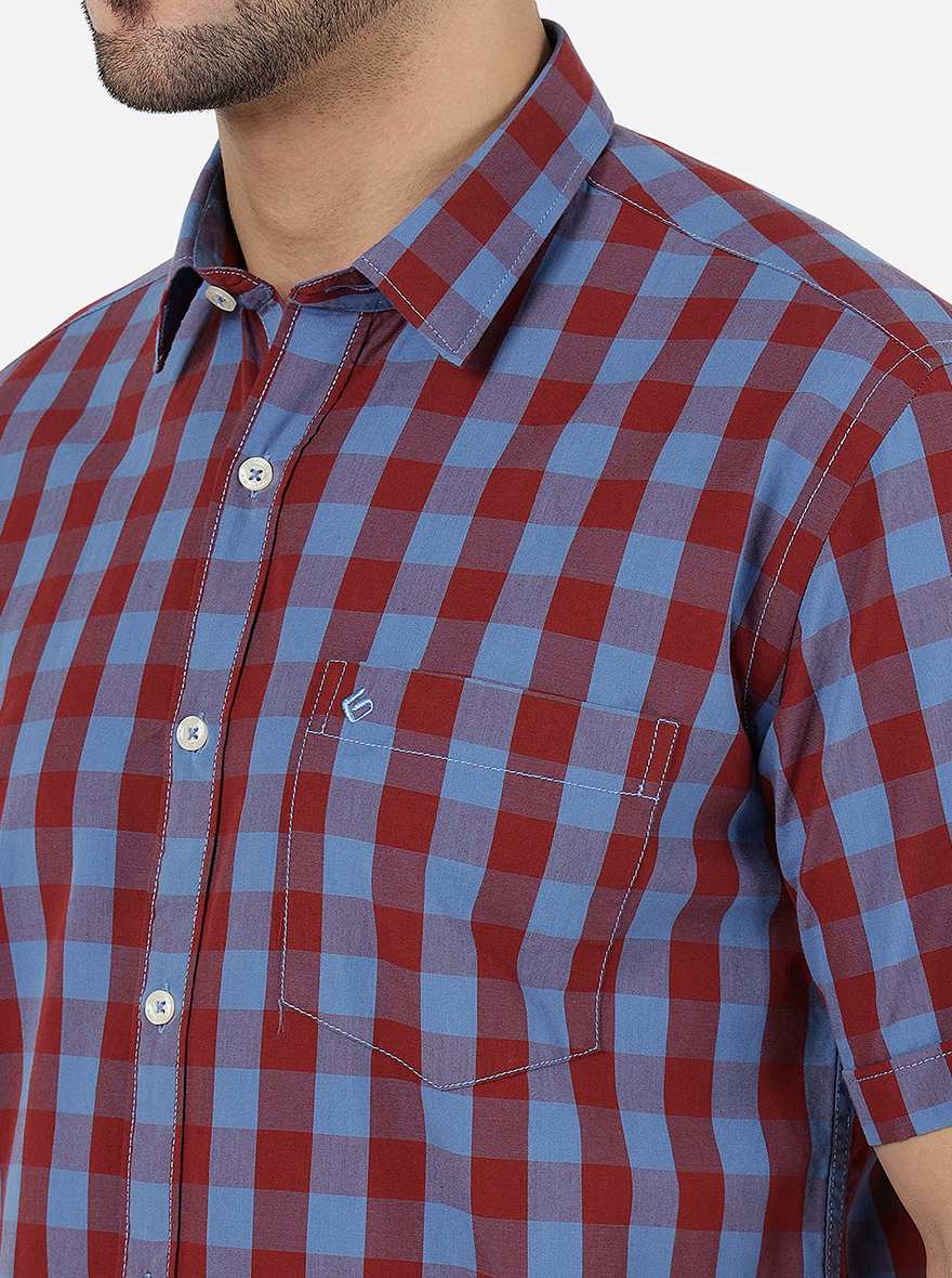 Bonnie Blue Checked Smart Fit Semi Casual Shirt | Pehervi