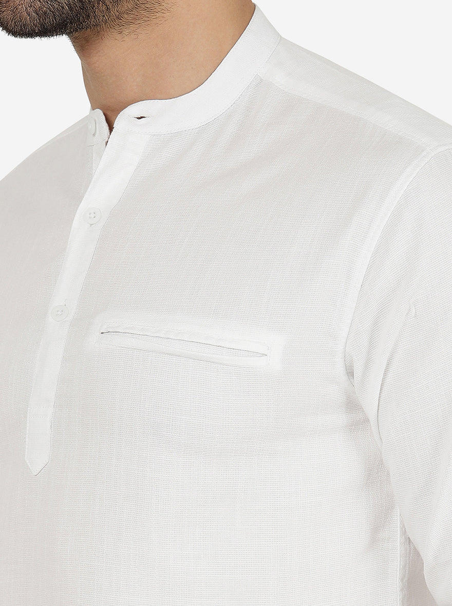 White Solid Slim Fit Semi Casual Shirt | Pehervi