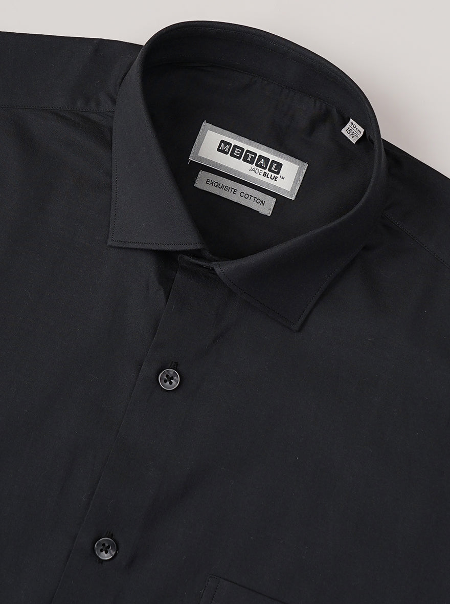 Black Solid Smart Fit Semi Casual Shirt | Pehervi