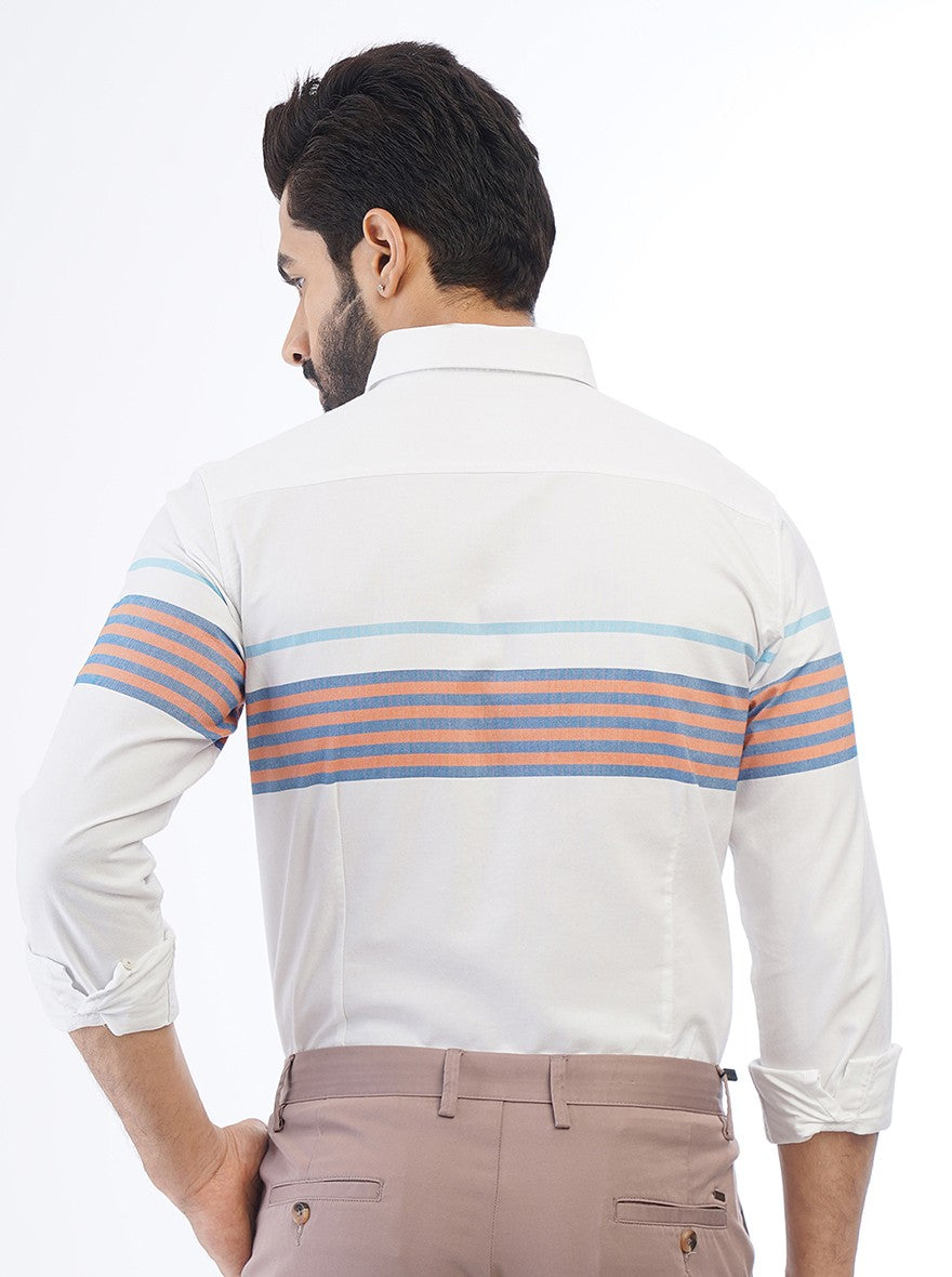 White Striped Slim Fit Casual Shirt | pehervi