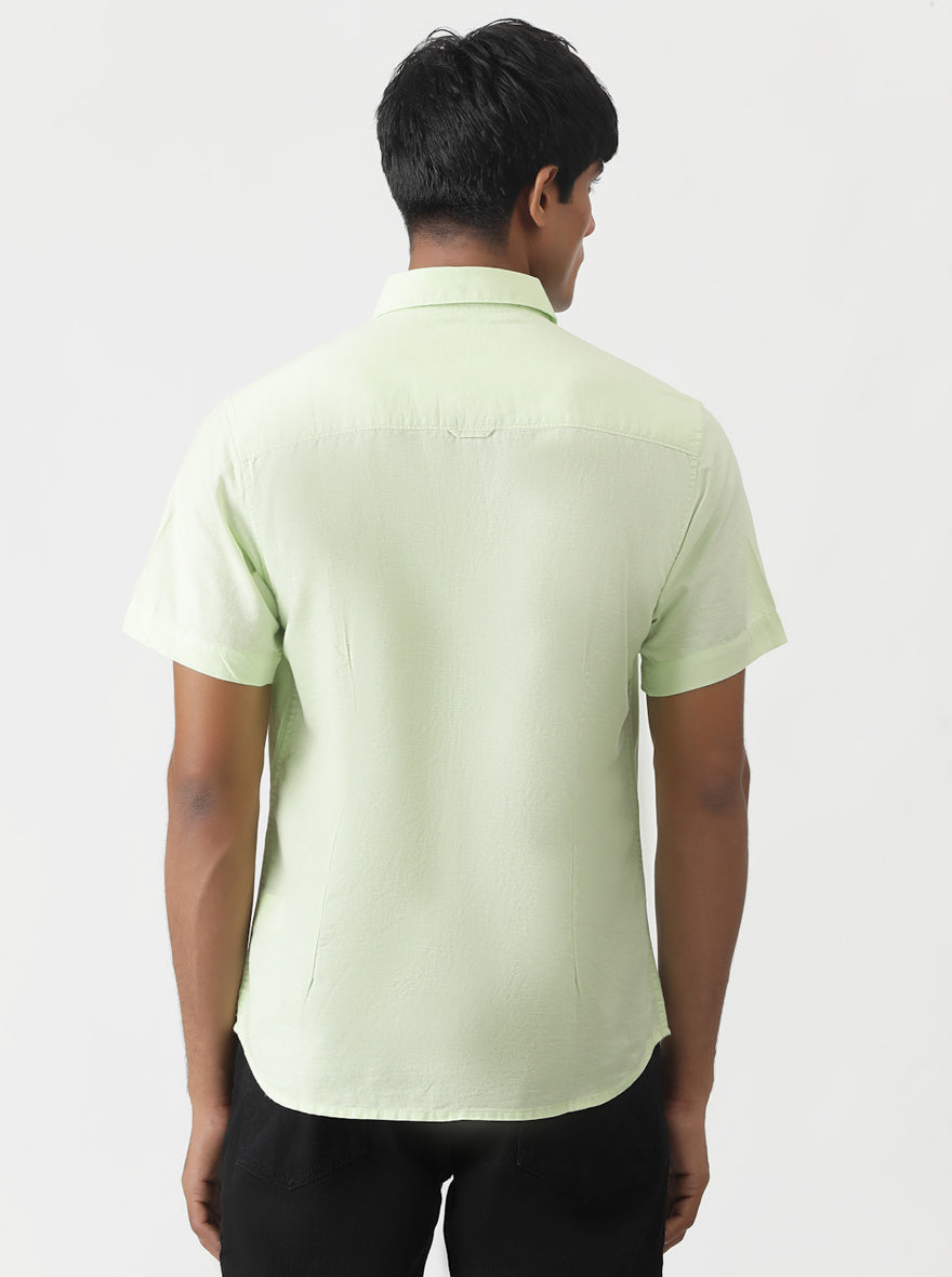 Light Green Solid Slim Fit Casual Shirt | pehervi