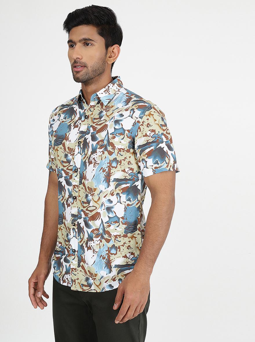 Multicolor Printed Slim Fit Casual Shirt | pehervi