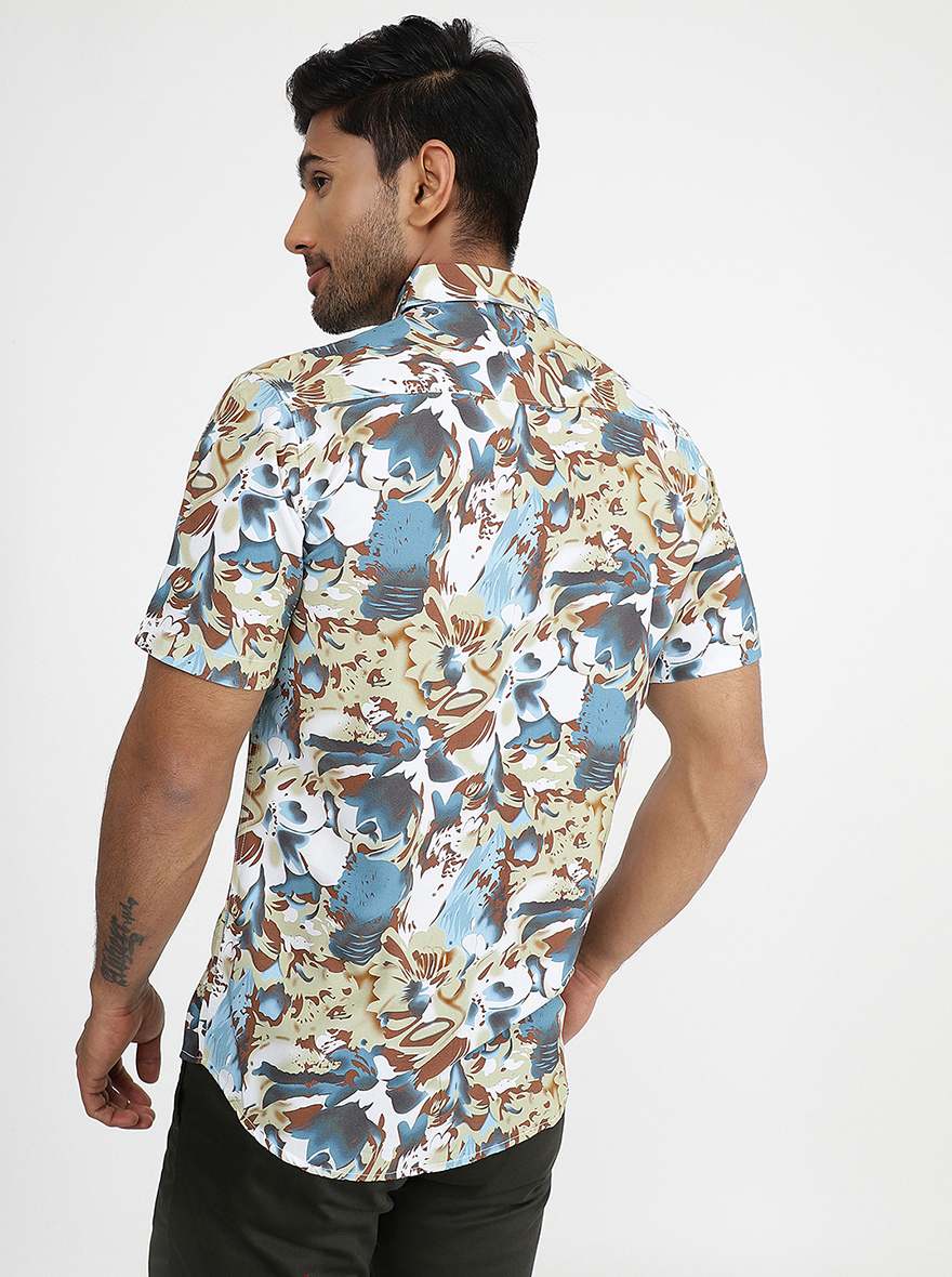 Multicolor Printed Slim Fit Casual Shirt | pehervi