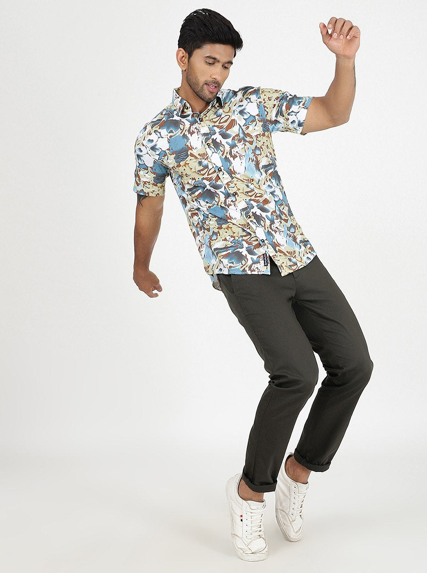Multicolor Printed Slim Fit Casual Shirt | pehervi
