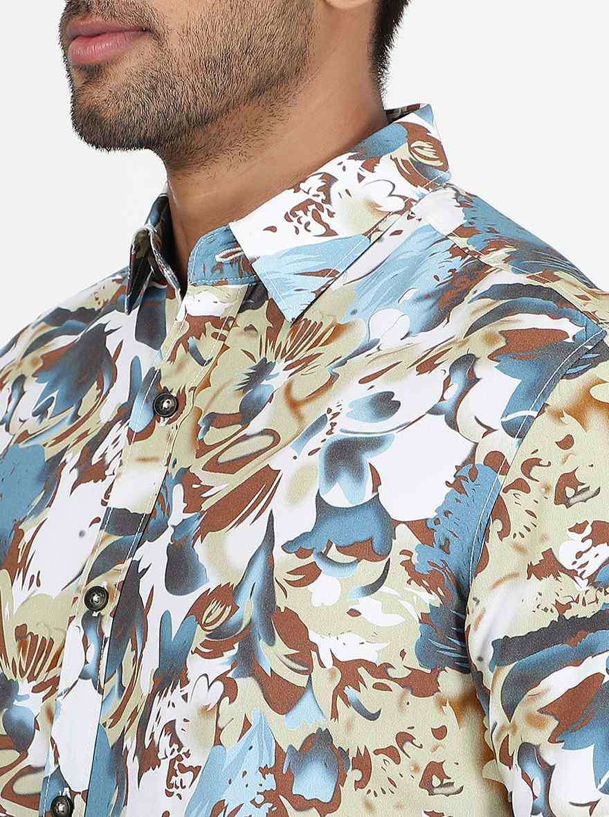 Multicolor Printed Slim Fit Casual Shirt | pehervi