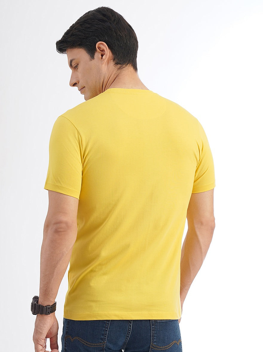 Yellow Solid Slim Fit T-Shirt | pehervi
