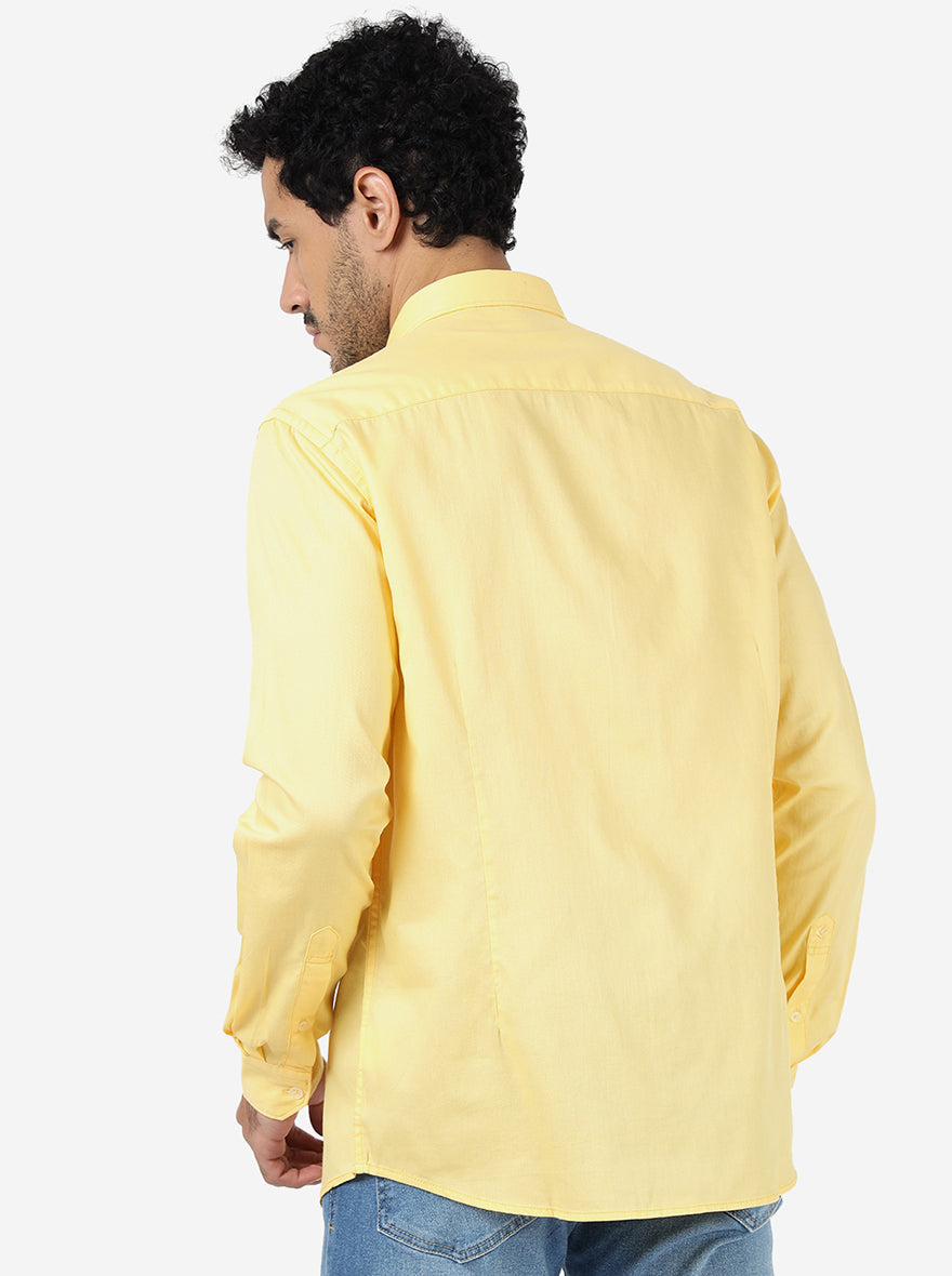 Yellow Solid Smart Fit Semi Casual Shirt | Pehervi