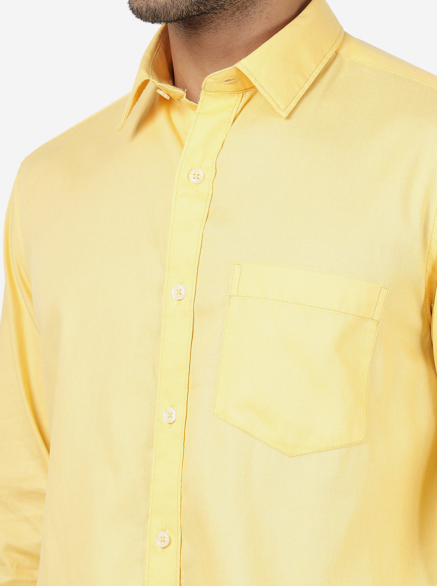 Yellow Solid Smart Fit Semi Casual Shirt | Pehervi