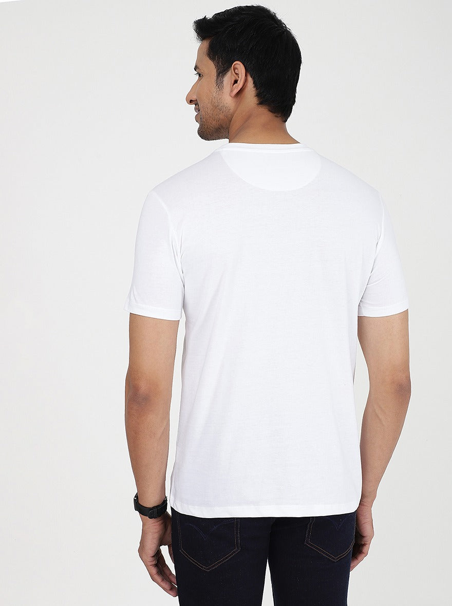 White Solid Slim Fit T-Shirt | pehervi