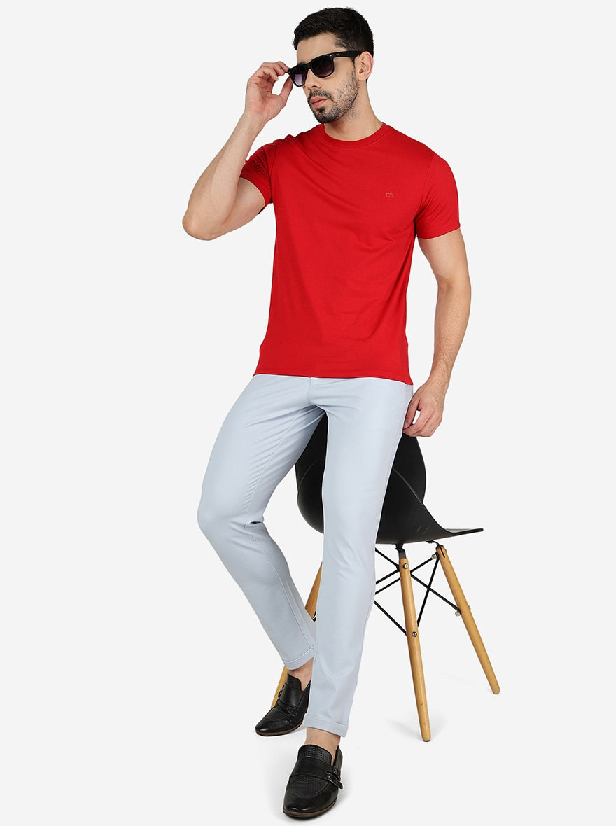 Red Solid Slim Fit T-Shirt | pehervi
