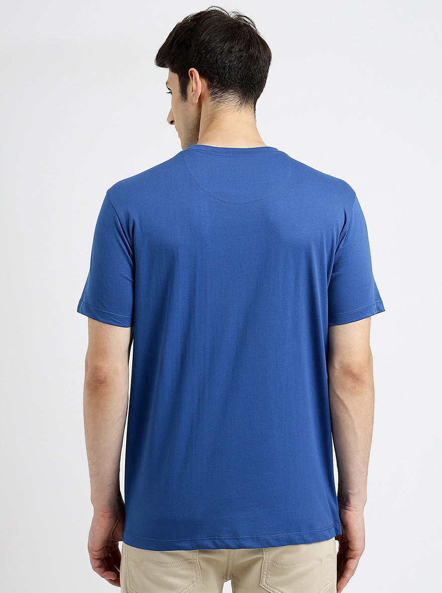 Blue Solid Slim Fit T-Shirt | pehervi